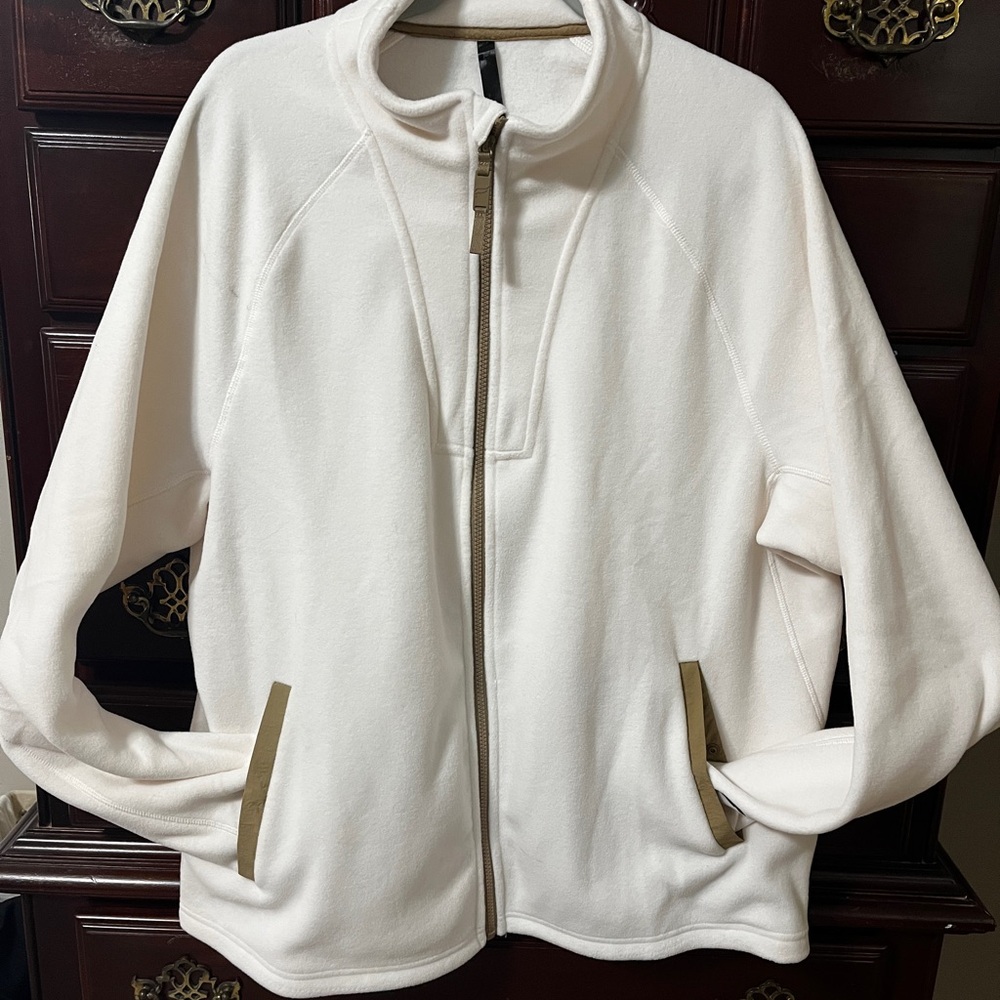 Fabletics Off-White Zip-Up Fleece Jacket